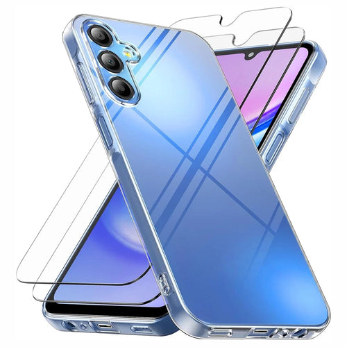 For Samsung Galaxy A18 5G / A18 4G / A17 5G / A17 4G / A26 5G Case TPU Clear Phone Cover + 2PCS Tempered Glass Screen Film 2.5D Arc Edge - 1