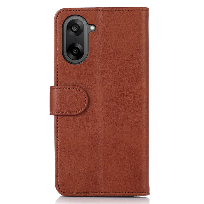 For OnePlus Nord CE5 5G / Ace 5 Racing 5G Case Cowhide Texture Leather Wallet Phone Cover with Stand - Brown - 7
