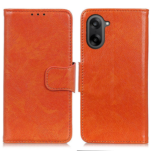 For OnePlus Nord CE5 5G / Ace 5 Racing 5G Case Nappa Texture Split Leather Wallet Phone Cover - Orange - 1