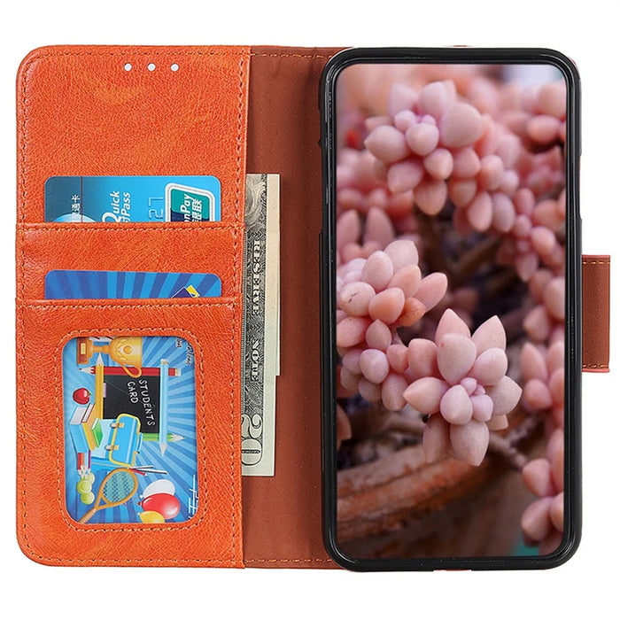 For OnePlus Nord CE5 5G / Ace 5 Racing 5G Case Nappa Texture Split Leather Wallet Phone Cover - Orange - 2