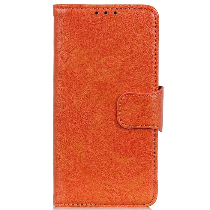 For OnePlus Nord CE5 5G / Ace 5 Racing 5G Case Nappa Texture Split Leather Wallet Phone Cover - Orange - 6