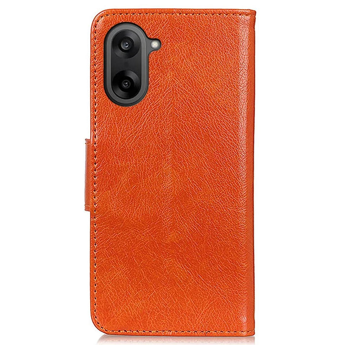 For OnePlus Nord CE5 5G / Ace 5 Racing 5G Case Nappa Texture Split Leather Wallet Phone Cover - Orange - 7