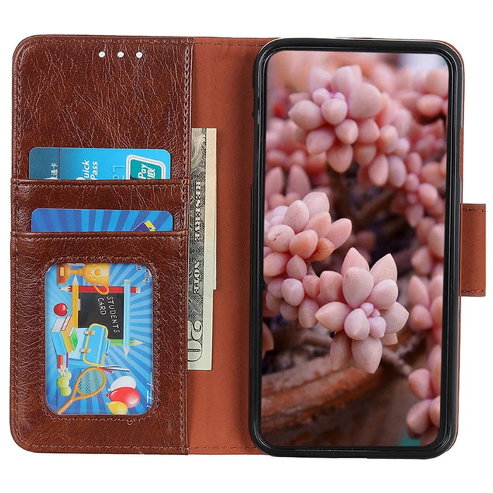 For OnePlus Nord 5 5G / Ace 5 Ultra 5G Case Nappa Texture Split Leather Wallet Phone Cover - Brown - 2