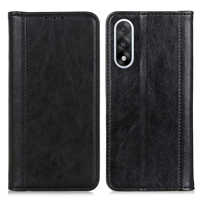 For OnePlus Nord 5 5G / Ace 5 Ultra 5G Stand Case Split Leather Litchi Texture Wallet Phone Cover - Black - 1