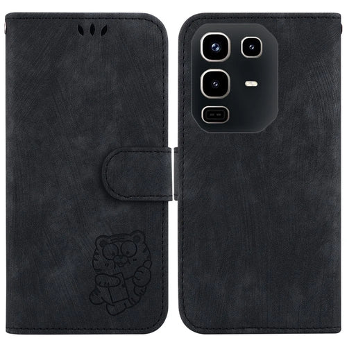 For Infinix Note 50 4G  /  Note 50 Pro 4G Wallet Case Tiger Imprint Leather Shockproof Phone Cover with Wrist Strap - Black - 1