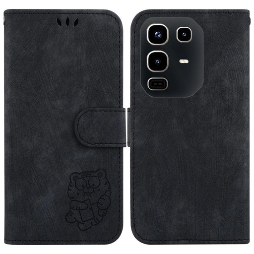 For Infinix Note 50 4G  /  Note 50 Pro 4G Wallet Case Tiger Imprint Leather Shockproof Phone Cover with Wrist Strap - Black - 1