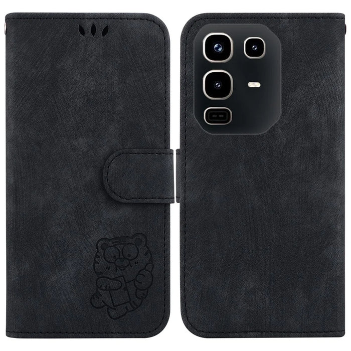 For Infinix Note 50 4G  /  Note 50 Pro 4G Wallet Case Tiger Imprint Leather Shockproof Phone Cover with Wrist Strap - Black - 1