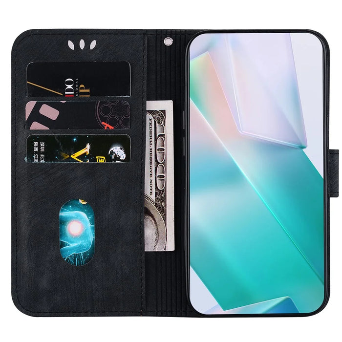 For Infinix Note 50 4G  /  Note 50 Pro 4G Wallet Case Tiger Imprint Leather Shockproof Phone Cover with Wrist Strap - Black - 2