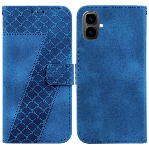 For Infinix Smart 10 Stand Case 7-Shaped Pattern Imprint Leather Phone Cover with Strap - Dark Blue - 1
