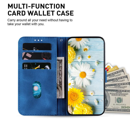 For Infinix Smart 10 Stand Case Lily Flower Imprint Leather Phone Cover with Wrist Strap - Dark Blue - 2