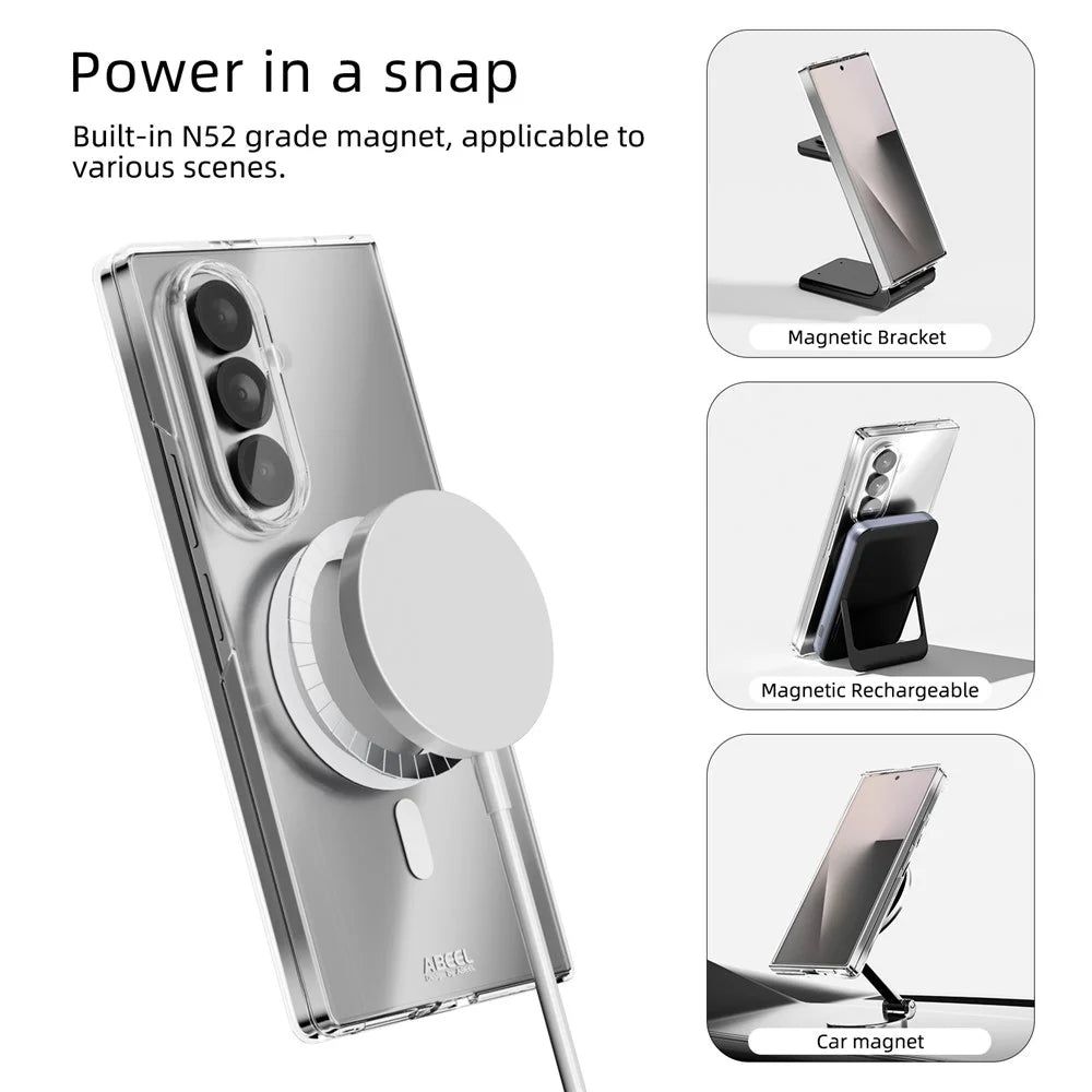 ABEEL For Samsung Galaxy Z Fold7 5G Magnetic Case Clear PC Anti Scratch Phone Cover - 2