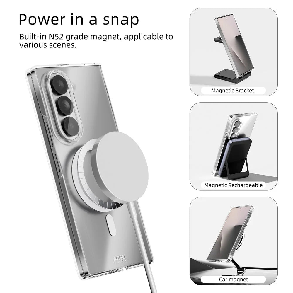 ABEEL For Samsung Galaxy Z Fold5 5G Magnetic Case Clear PC Anti Scratch Phone Cover - 3