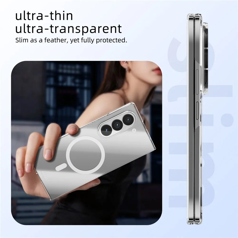 ABEEL For Samsung Galaxy Z Fold5 5G Magnetic Case Clear PC Anti Scratch Phone Cover - 7