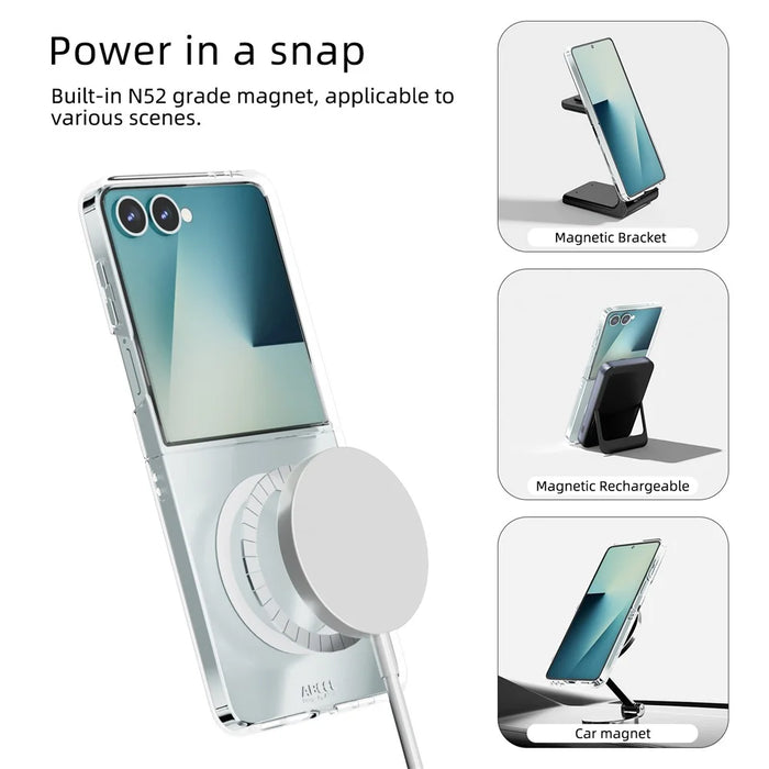 ABEEL For Samsung Galaxy Z Flip7 5G Magnetic Case Clear PC Anti Scratch Phone Cover - 2