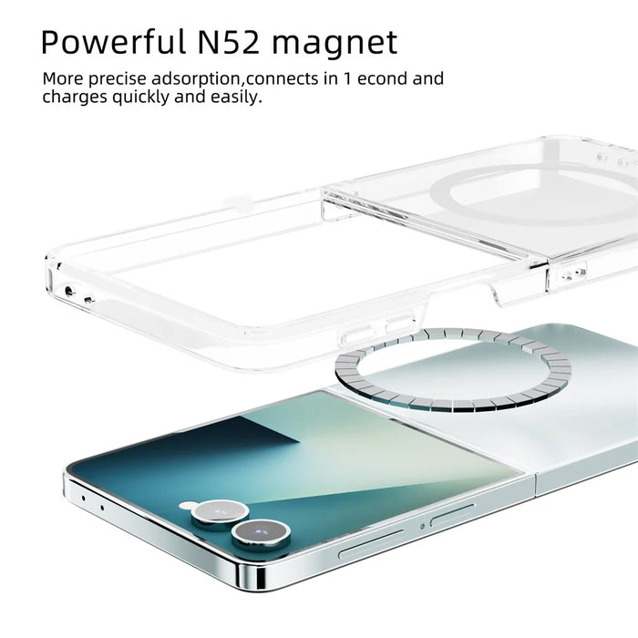 ABEEL For Samsung Galaxy Z Flip7 5G Magnetic Case Clear PC Anti Scratch Phone Cover - 3