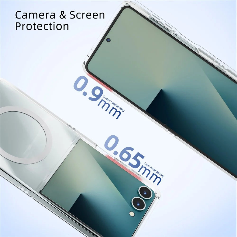 ABEEL For Samsung Galaxy Z Flip7 5G Magnetic Case Clear PC Anti Scratch Phone Cover - 5