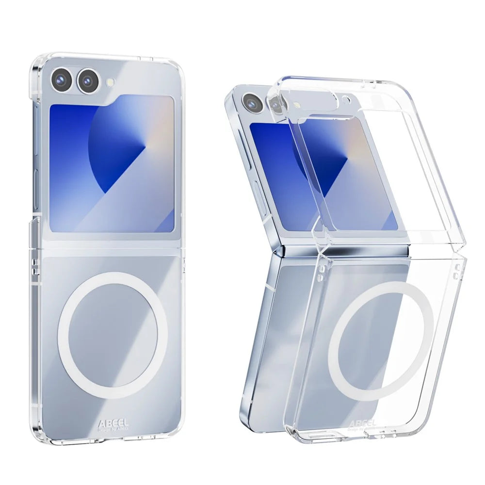 ABEEL For Samsung Galaxy Z Flip6 5G Magnetic Case Clear PC Anti Scratch Phone Cover - 1