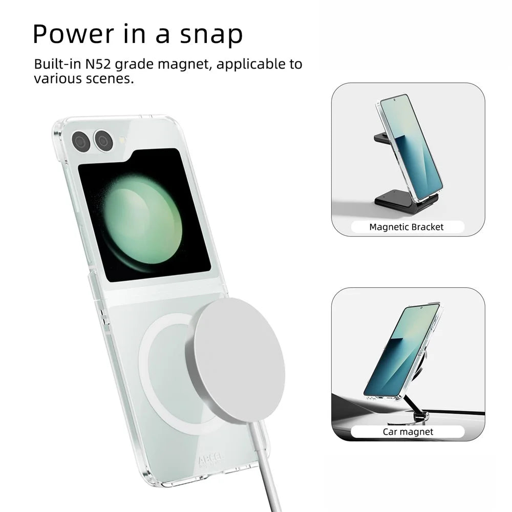 ABEEL For Samsung Galaxy Z Flip5 5G Magnetic Case Clear PC Anti Scratch Phone Cover - 3