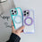 For iPhone 16 Pro Max Magnetic Case Kickstand Electroplating Lens Frame TPU Acrylic Phone Back Cover - Green - 3