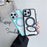 For iPhone 16 Pro Max Magnetic Case Kickstand Electroplating Lens Frame TPU Acrylic Phone Back Cover - Green - 4