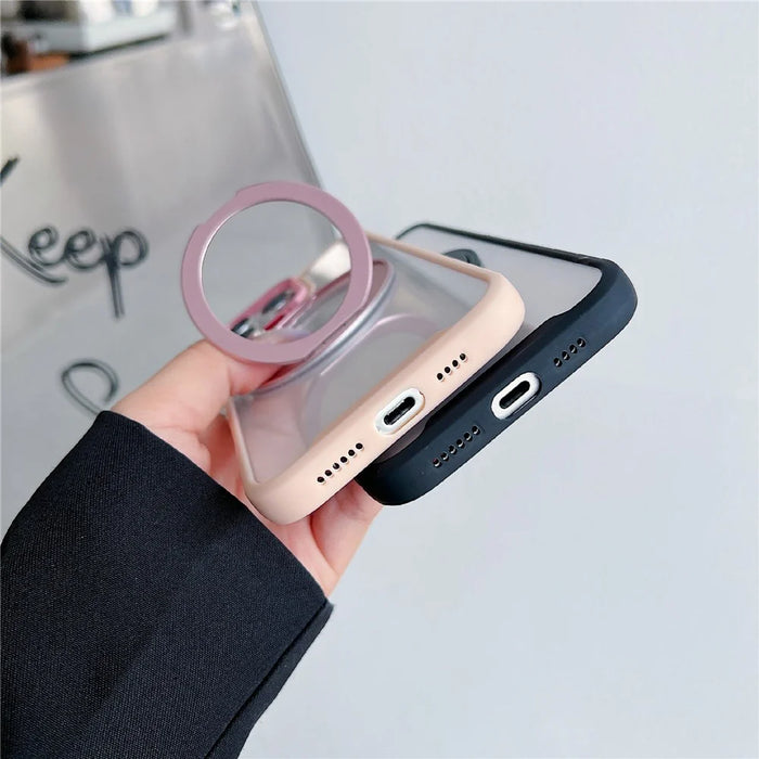 For iPhone 16 Pro Max Magnetic Case Kickstand Electroplating Lens Frame TPU Acrylic Phone Back Cover - Green - 6
