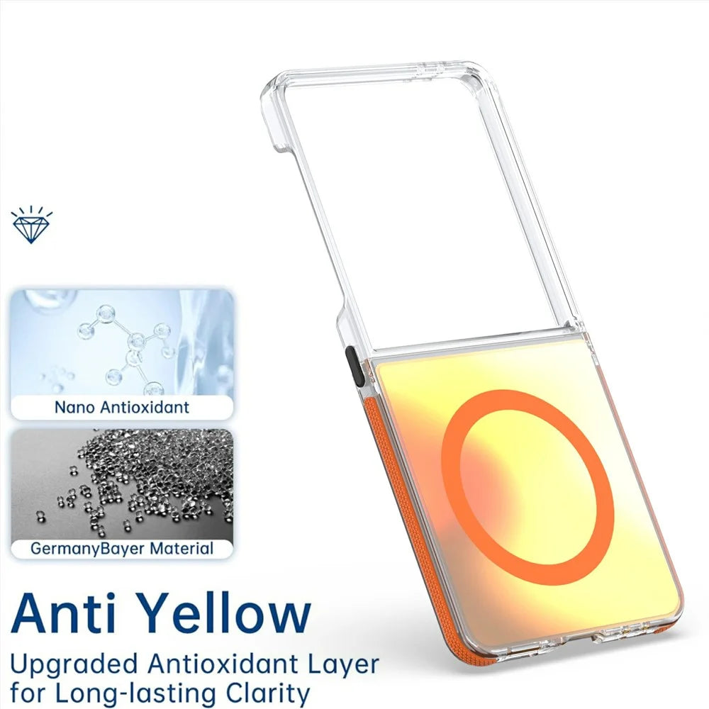 For Samsung Galaxy Z Flip8 / Z Flip7 5G Magnetic Case Cute Fluorescent Design TPU Acrylic Phone Back Cover - Orange - 4