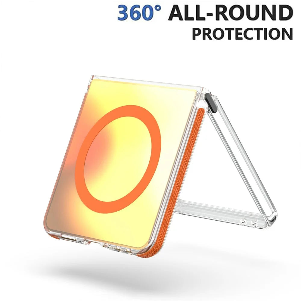 For Samsung Galaxy Z Flip8 / Z Flip7 5G Magnetic Case Cute Fluorescent Design TPU Acrylic Phone Back Cover - Orange - 6