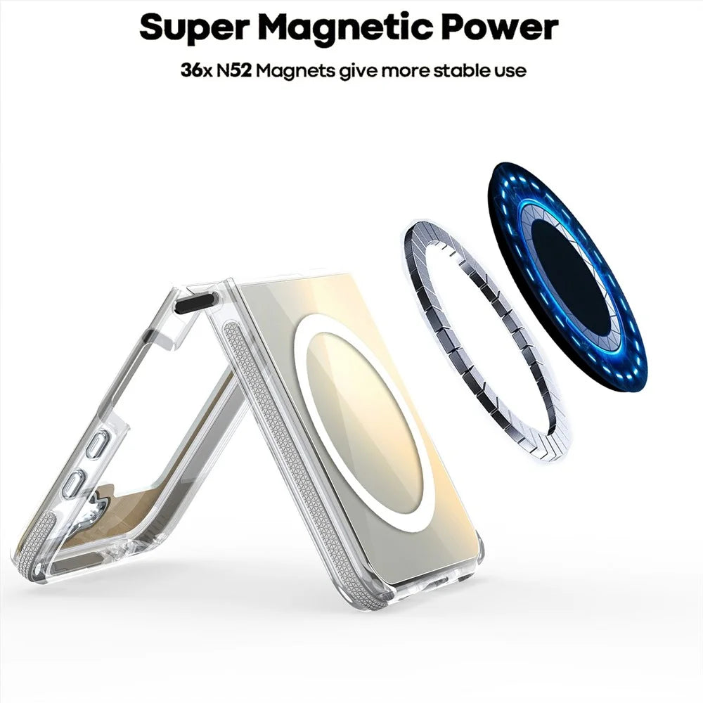 For Samsung Galaxy Z Flip6 5G Magnetic Case Cute Fluorescent Design TPU Acrylic Phone Back Cover - White - 3