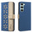 BINFEN COLOR For TECNO Spark 40 Pro 4G Leather Case  BF36 Floral Pattern Phone Cover RFID Blocking Wallet Stand - Dark Blue - 1