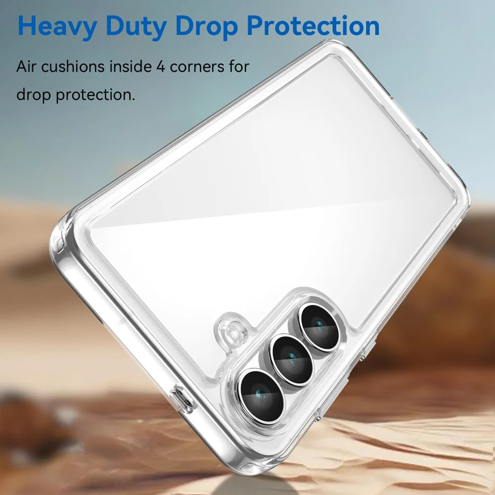 WANLONFENG For Samsung Galaxy S25 FE Case  MF Series TPU Acrylic Clear Phone Cover with Tempered Glass Film - Transparent - 4