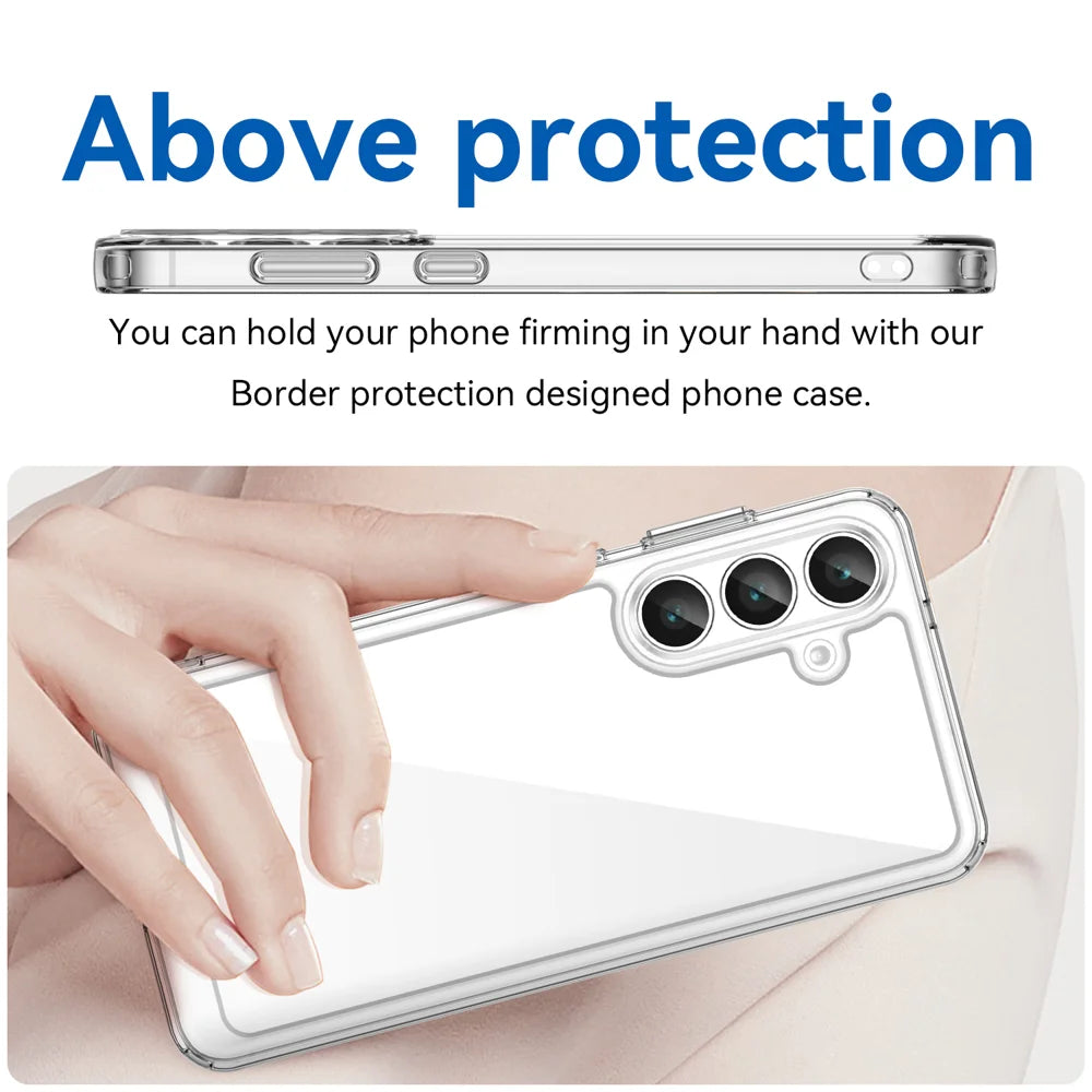 WANLONFENG For Samsung Galaxy S25 FE Case  MF Series TPU Acrylic Clear Phone Cover with Tempered Glass Film - Transparent - 5