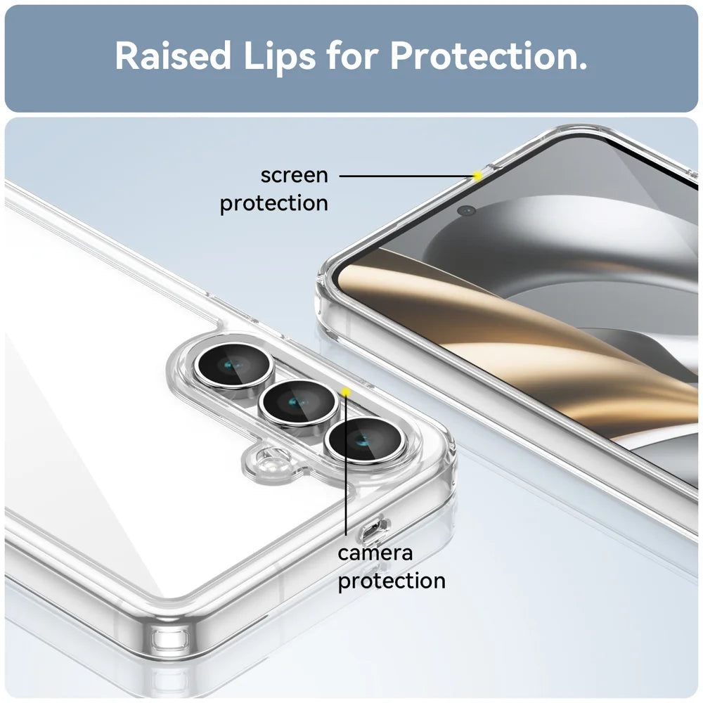WANLONFENG For Samsung Galaxy S25 FE Case  MF Series TPU Acrylic Clear Phone Cover with Tempered Glass Film - Transparent - 7