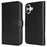 For iPhone 16 Stand Case Shockproof Leather Wallet Phone Cover - Black - 1