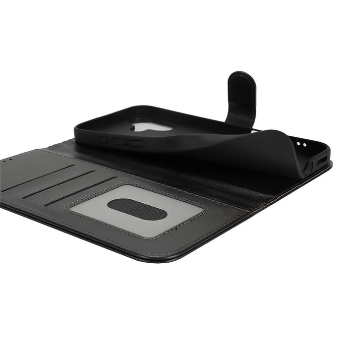 For iPhone 16 Plus Stand Case Shockproof Leather Wallet Phone Cover - Black - 5