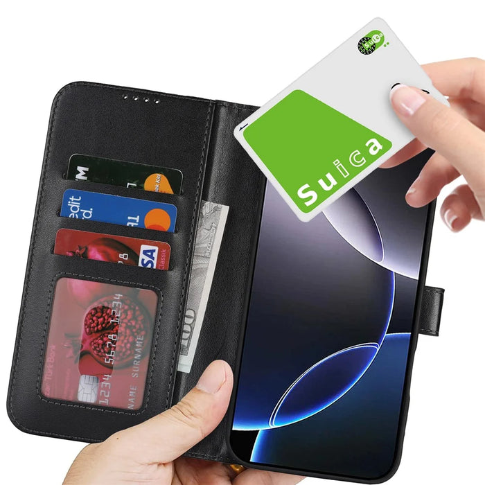 For iPhone 16 Pro Max Stand Case Shockproof Leather Wallet Phone Cover - Black - 5