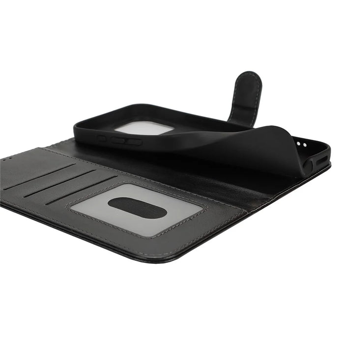 For iPhone 16 Pro Max Stand Case Shockproof Leather Wallet Phone Cover - Black - 6