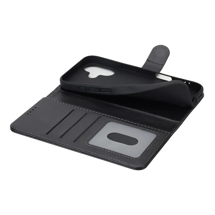 For iPhone 17 Stand Case Shockproof Leather Wallet Phone Cover - Black - 5