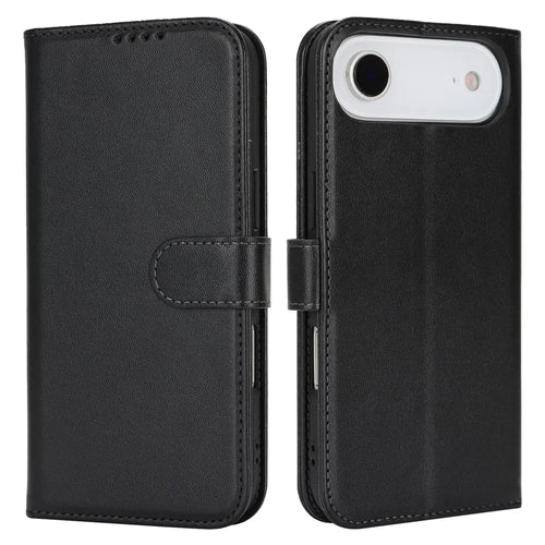 For iPhone Air Stand Case Shockproof Leather Wallet Phone Cover - Black - 1