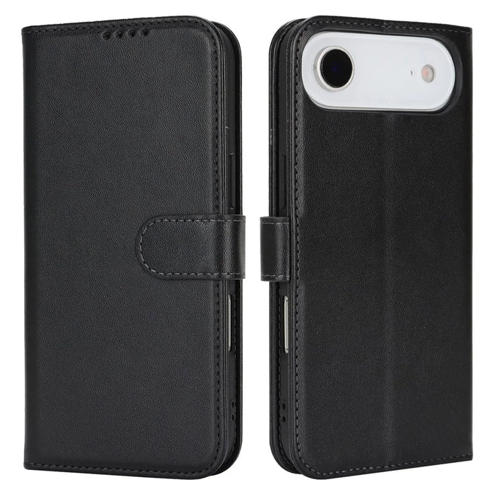 For iPhone Air Stand Case Shockproof Leather Wallet Phone Cover - Black - 1