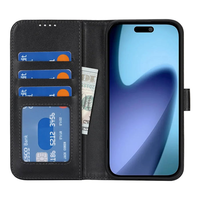 For iPhone Air Stand Case Shockproof Leather Wallet Phone Cover - Black - 2
