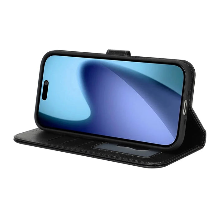 For iPhone Air Stand Case Shockproof Leather Wallet Phone Cover - Black - 4