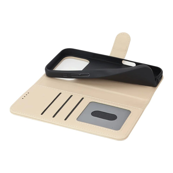 For iPhone 18 Pro Max / 17 Pro Max Stand Case Shockproof Leather Wallet Phone Cover - Beige - 5