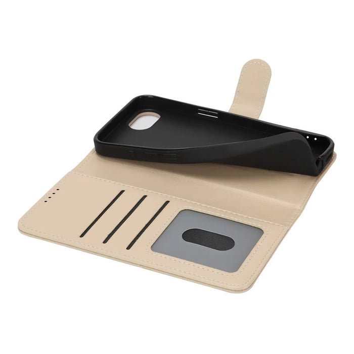 For iPhone 17e / 16e Stand Case Shockproof Leather Wallet Phone Cover - Beige - 6