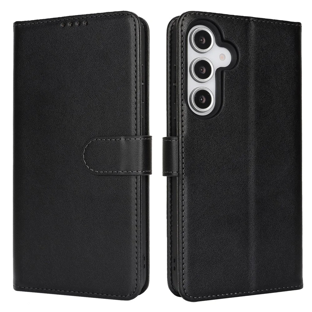 For Samsung Galaxy S24 FE Stand Case Shockproof Leather Wallet Phone Cover - Black - 1