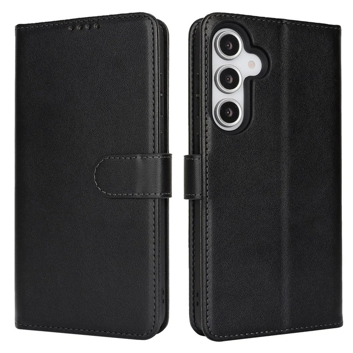 For Samsung Galaxy S24 FE Stand Case Shockproof Leather Wallet Phone Cover - Black - 1