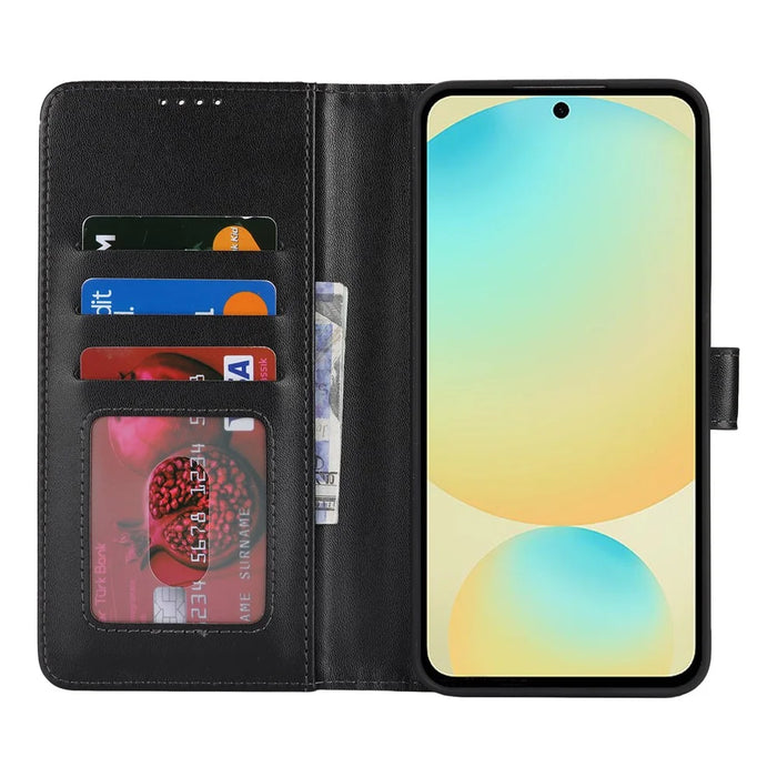 For Samsung Galaxy S24 FE Stand Case Shockproof Leather Wallet Phone Cover - Black - 2