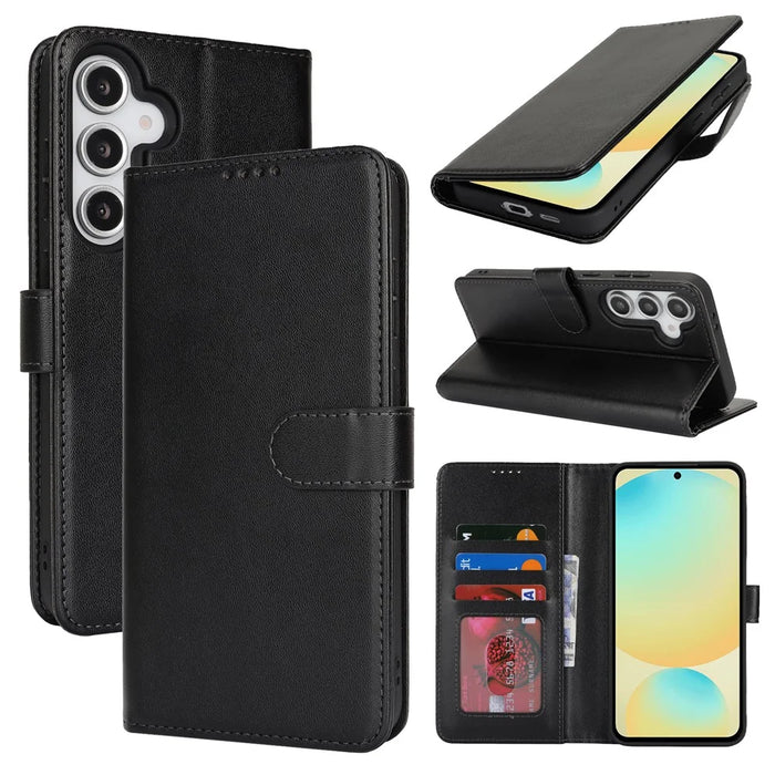 For Samsung Galaxy S24 FE Stand Case Shockproof Leather Wallet Phone Cover - Black - 7