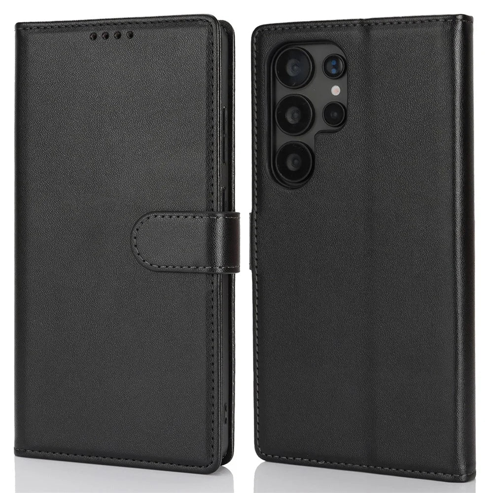 For Samsung Galaxy S24 Ultra Stand Case Shockproof Leather Wallet Phone Cover - Black - 1