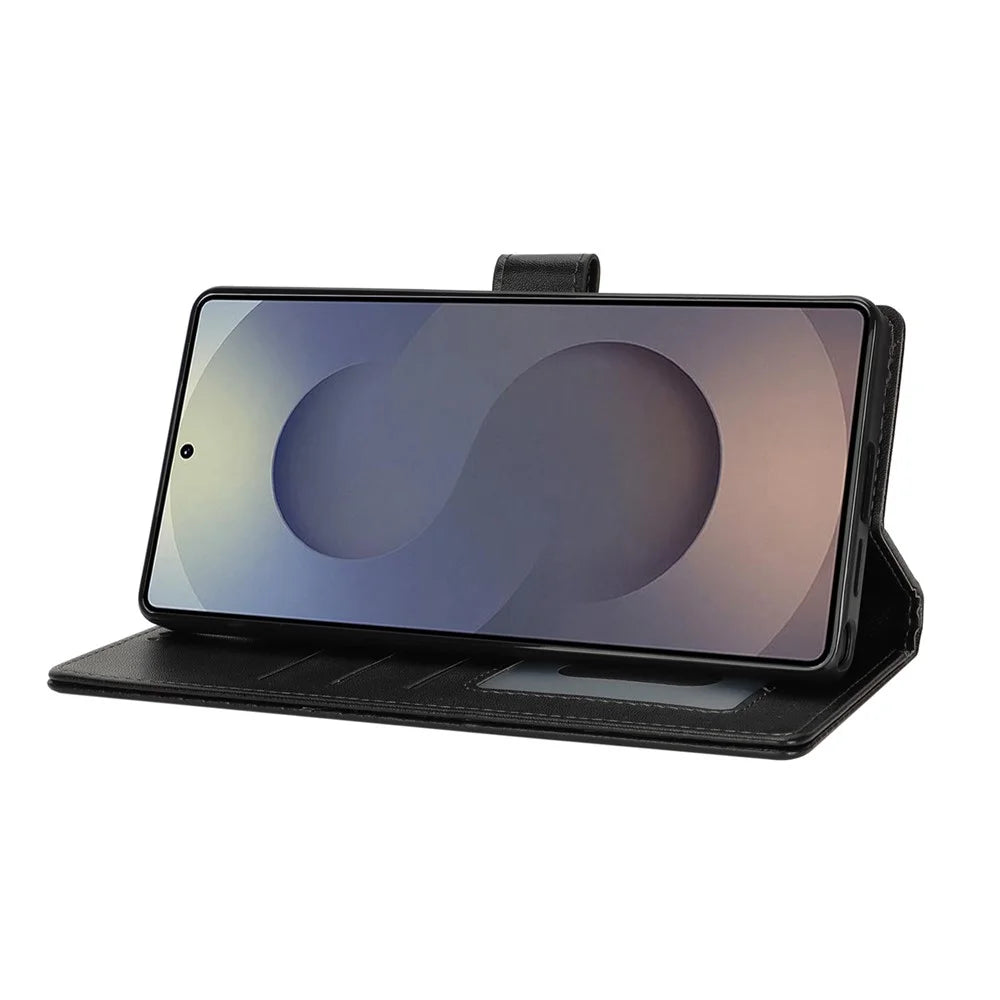 For Samsung Galaxy S24 Ultra Stand Case Shockproof Leather Wallet Phone Cover - Black - 3