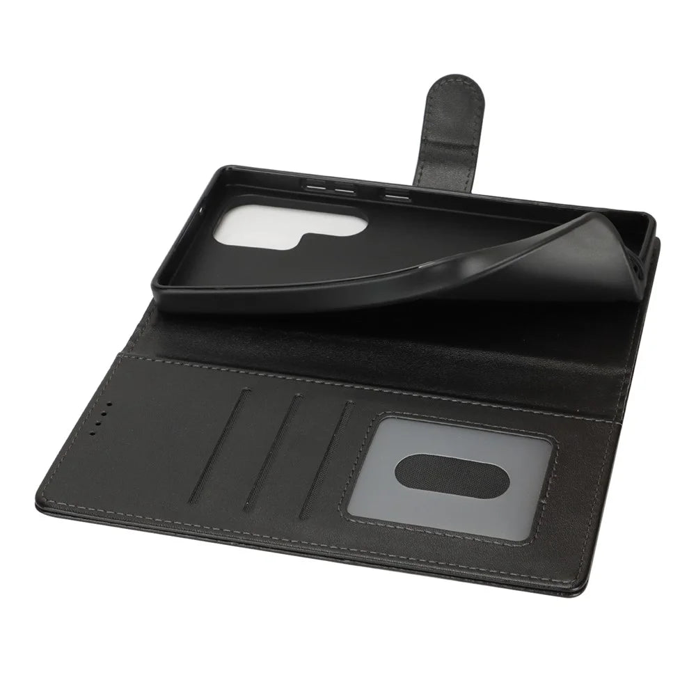 For Samsung Galaxy S24 Ultra Stand Case Shockproof Leather Wallet Phone Cover - Black - 5